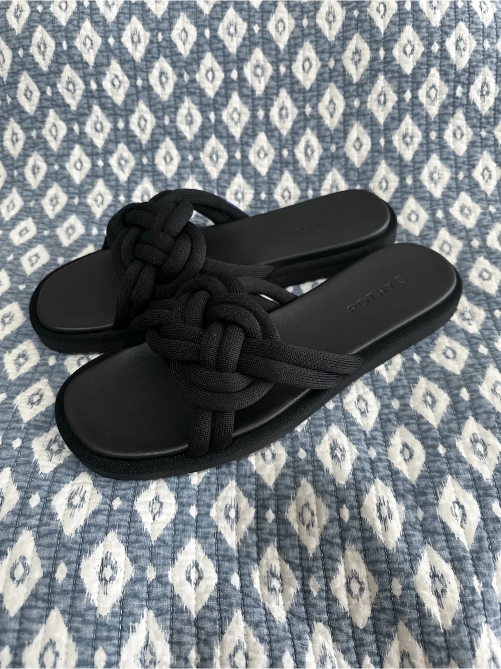 NWOB Rothy’s Summer Sandals 10.5 Black Braided Knot